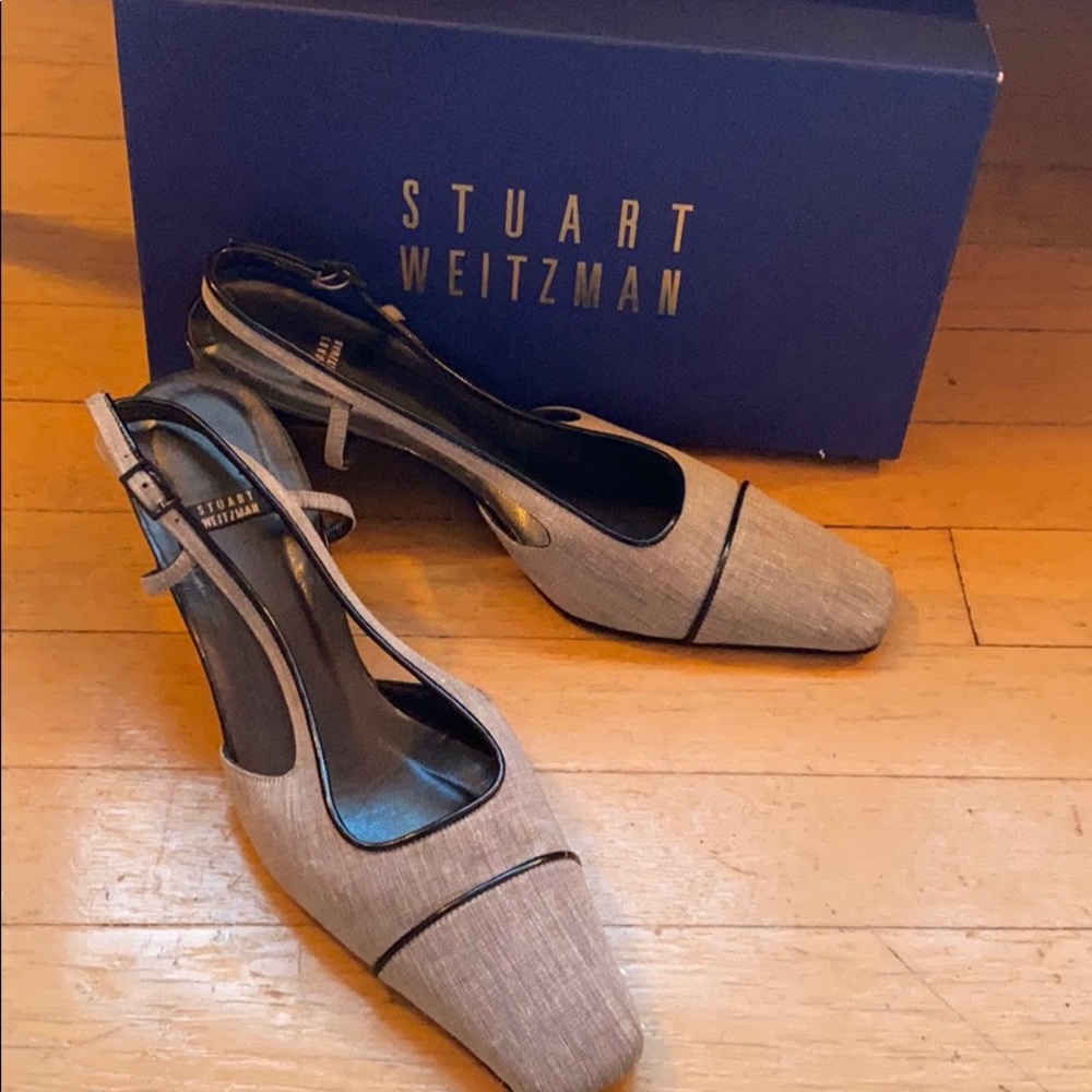 Stuart Weitzman Grey sling back heels